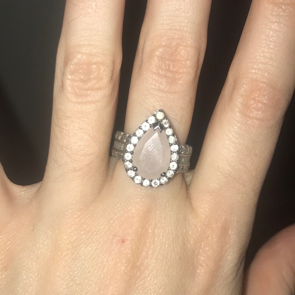 Ross Simons Rose Quartz Gunmetal Ring
